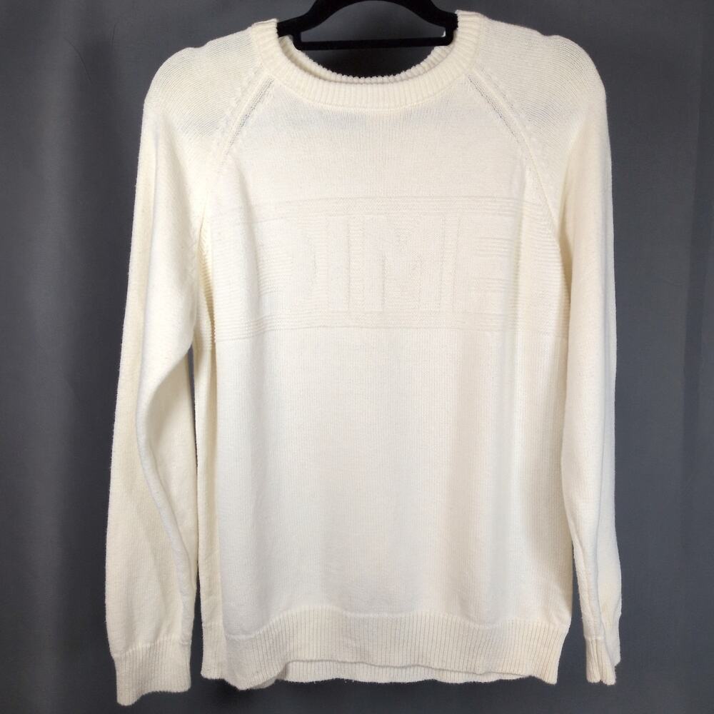 DIME MTL Monochrome Logo Knit Sweater Off-White Streetwear Skate Size Small